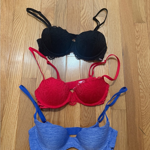 PINK Victoria's Secret Other - PINK Victoria's Secret Black, Red, and Blue Bra Set